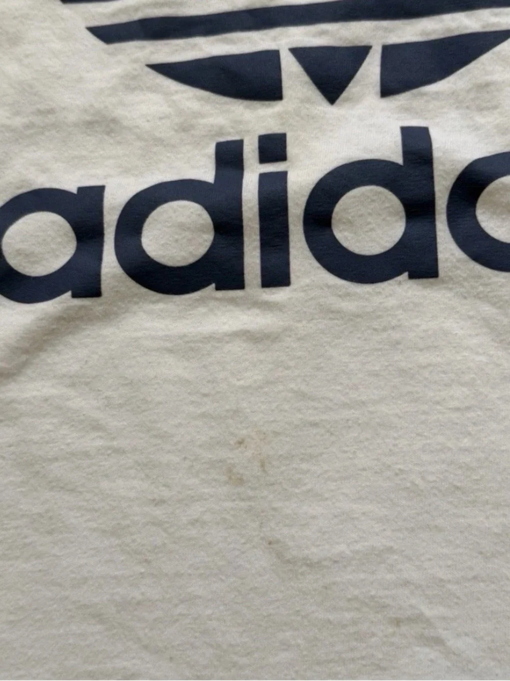 adidas White Tee with Navy Trefoil Logo